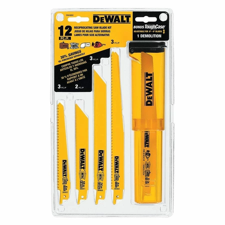DeWalt 12-Piece Bi-Metal Reciprocating Saw Blade Set with Case DW4892 - Replacement Parts & Accessories - Image 2