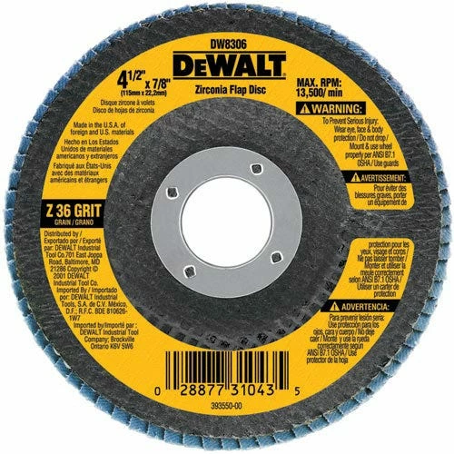 DeWalt 4 1/2" x 5/8" -11 60G Type 29hp Flag Disc DW8312 - Replacement Parts & Accessories 2 DeWalt 4 1/2" x 5/8" -11 60G Type 29hp Flag Disc DW8312 - Replacement Parts & Accessories - Image 2