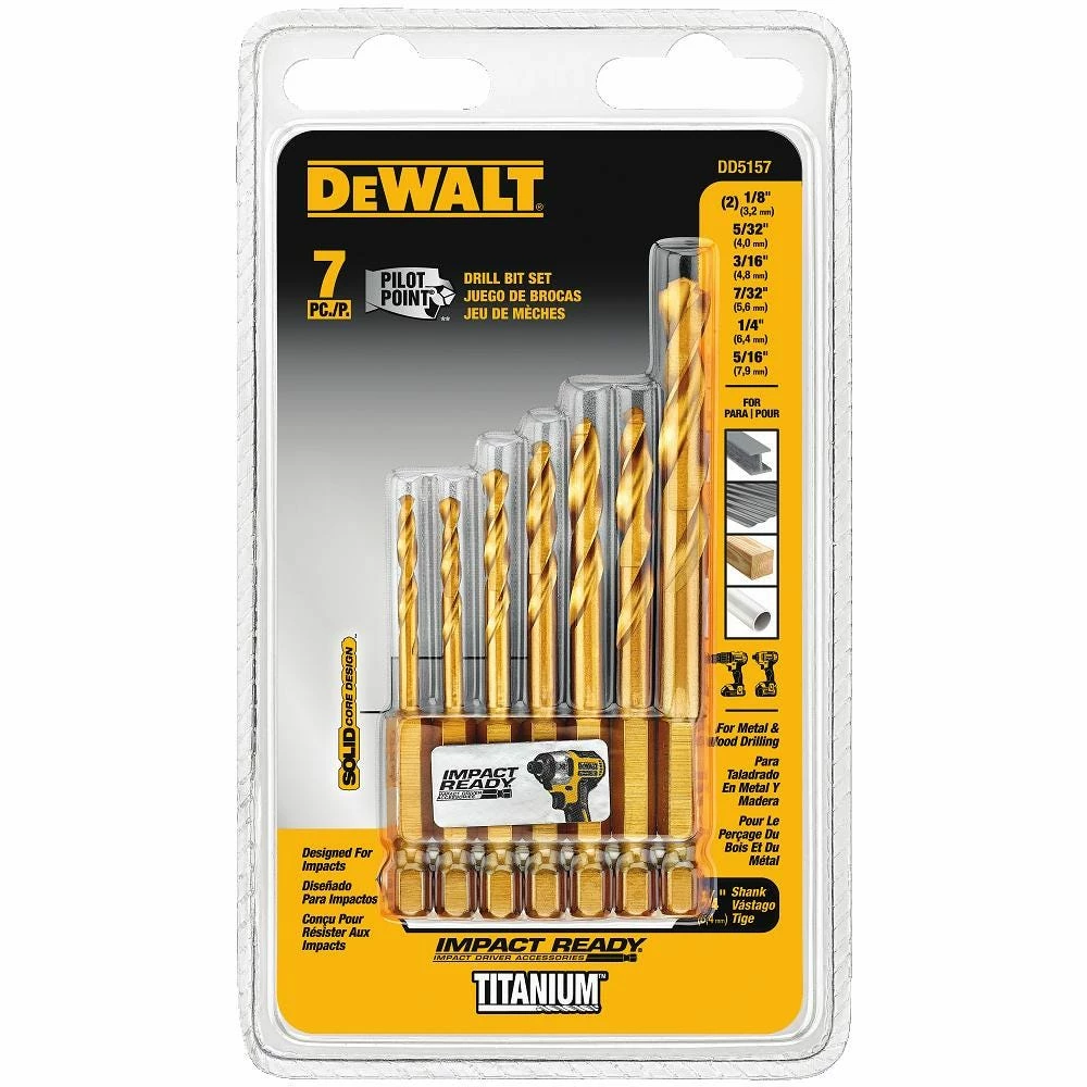 DeWalt Impact Ready 7 Piece Titanium Drill Bit Set DD5157 - Replacement Parts & Accessories 2 DeWalt Impact Ready 7 Piece Titanium Drill Bit Set DD5157 - Replacement Parts & Accessories - Image 2