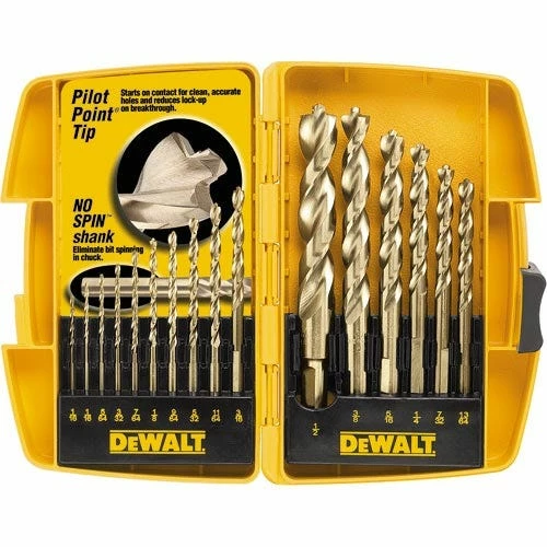 DeWalt 16 Piece Pilot Point Drill Bit DW1956 - Replacement Parts & Accessories 1 DeWalt 16 Piece Pilot Point Drill Bit DW1956 - Replacement Parts & Accessories