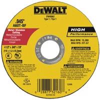 DeWalt 4" x .045" x 5/8" Abrasive Metal Cutting Wheel 60 Grit Wheel DW8061 - Replacement Parts & Accessories