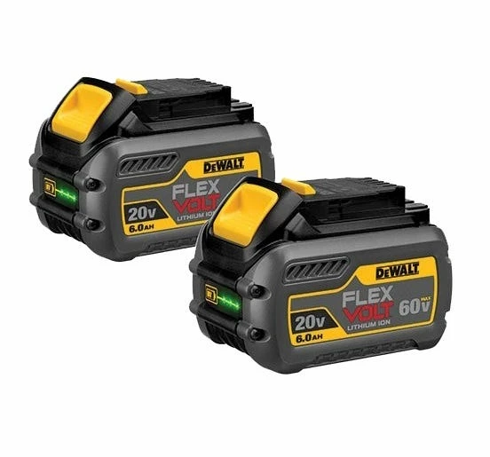 DeWalt Flexvolt® 20/60V MAX* Dual Battery Pack DCB6062 - Batteries & Chargers 1 DeWalt Flexvolt® 20/60V MAX* Dual Battery Pack DCB6062 - Batteries & Chargers